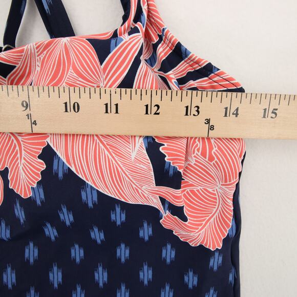 Lands End Tankini Top Blue Coral Floral Scoop Neck Underwire Adjustable Straps 6 - Picture 6 of 9